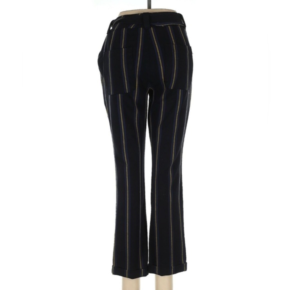 Loft Vertical Striped Trousers Dress Pants Black Navy Blue Yellow Size 4 - Picture 2 of 4